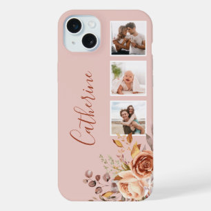Coque iPhone 15 Plus Roses Aquarelles Féminines 3-Photo & Nom