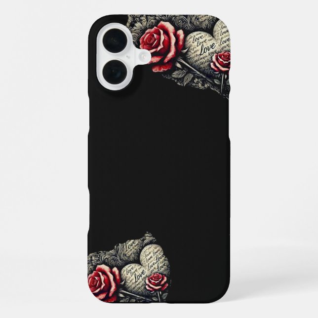 Coque iPhone Roses & Cœurs Script (Verso)