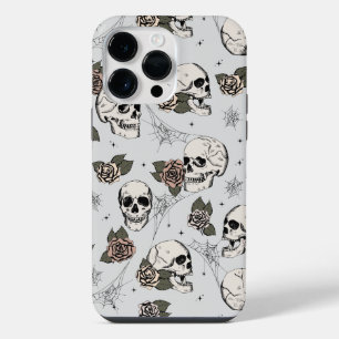 Coque Pour Pour iPhone 14 Pro Max Roses Crânes Gris Vintage