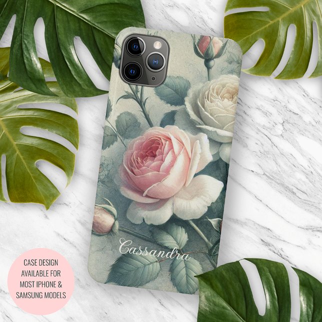 Coque iPhone Roses de botanique d'art fin Chic de classe person (Créateur téléchargé)
