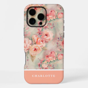 Coque iPhone 16 Pro Max Roses de Pêche Mignonnes Fleur Personnalisée