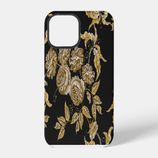 Coque iPhone 12 Roses d'or : Motif de broderie Vintage