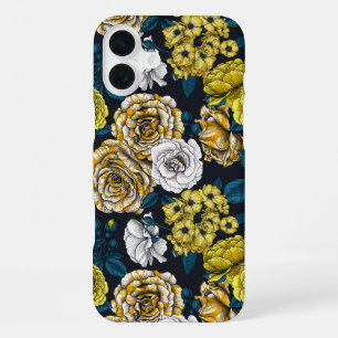 Coque iPhone 16 Plus Roses jaune, blanc et bicolore avec des feuilles b