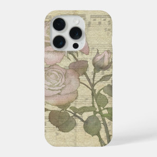 Coque iPhone 15 Pro Roses roses roses et partition de musique