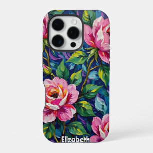 Coque iPhone 16 Pro Roses roses roses impressionnistes au feuillage co