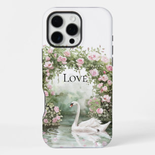 Coque iPhone 16 Pro Max Roses roses roses lac des cygnes floral romantique