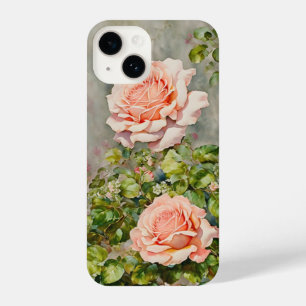 Coque Pour iPhone 14 Roses roses Vintages Style Fleur Art Téléphone Boî