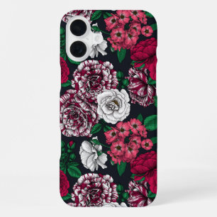 Coque iPhone 16 Plus Roses rouges, blanches et bicolores avec des feuil