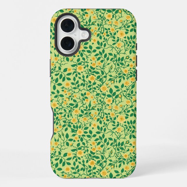 Coque iPhone Roses sauvages en jaune et vert (Verso)
