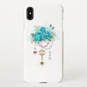 Coque iPhone XS Max Roses turquoise avec touches
