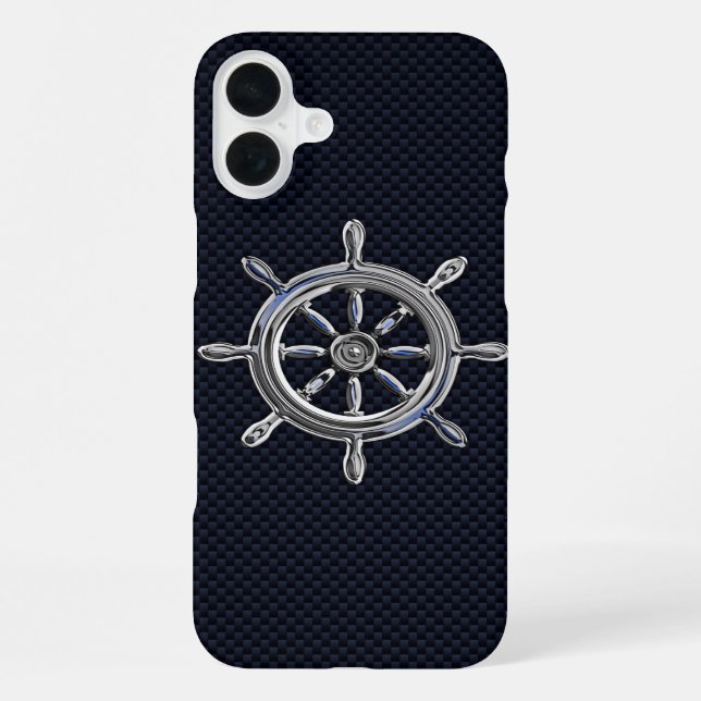 Coque iPhone Roue chromée nautique sur impression de fibre de c (Verso)
