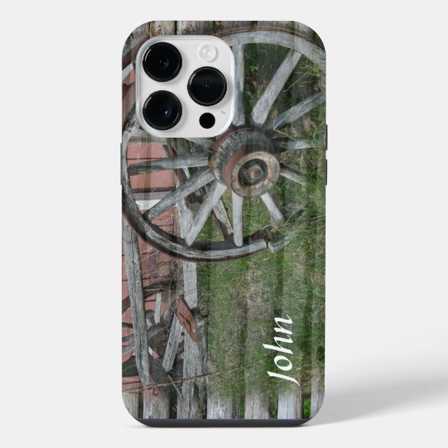 Coque iPhone Roue en Wagon Rustique Style occidental (Verso)