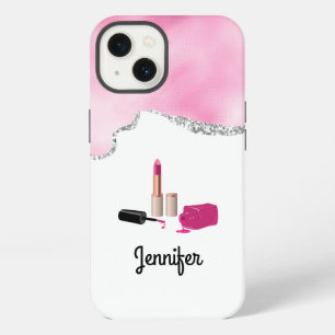 Etui iPhone 13 Rouge à Lèvres Rose Glam & Vernis à Ongles Thème B