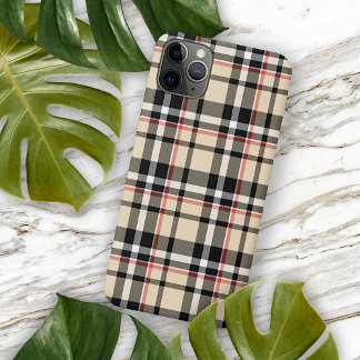 Coque iPhone 16 Pro Max Rouge Beige Marron Noir Blanc Motif Carreaux