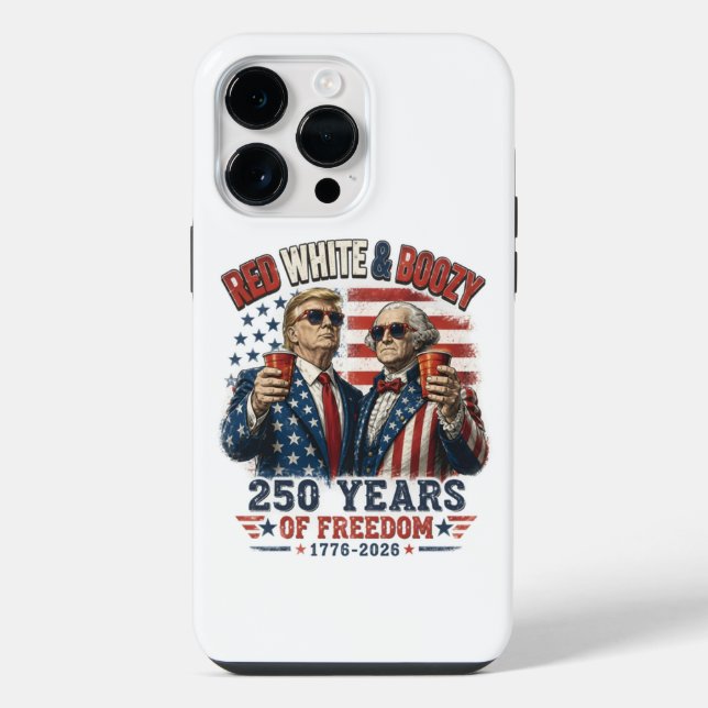 Coque iPhone Rouge Blanc Boozy Trump George Washington 250 (Verso)