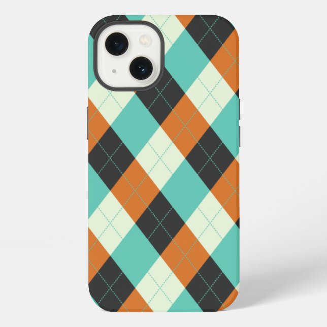 Coque iPhone Rouge, Bleu et Argyle Crème (Verso)
