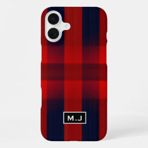 Coque iPhone 16 Plus Rouge Bokeh Buffalo Carreaux Monogramme