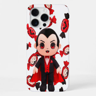 Coque iPhone 16 Pro Max Rouge Bonbon Et Noir Inspiré De Dracula Halloween