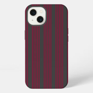 Etui iPhone 13 Rouge Bourgogne et motif à cinq rayures charbon