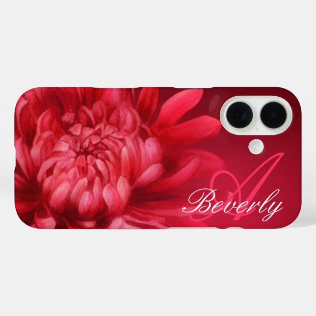 Coque iphone rouge chrysanthème personnalisé (Verso (horizontal))
