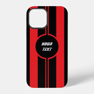 Coque iPhone 12 Rouge de course double rayures sport personnalisé