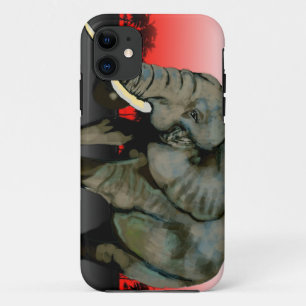 Coque iphone rouge d'éléphant