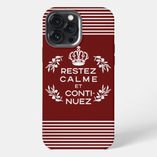 Etui iPhone 13 Pro Max rouge et blanc Français Gardez le calme et continu