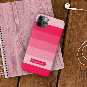 Coque iPhone 16 Pro Max Rouge Été Gras Rose Bold Art Stripes Personnalisé