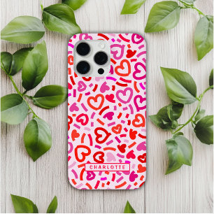 Coque iPhone 15 Pro Max Rouge moderne rose violet romantique Amour Motif d