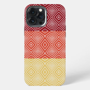 Etui iPhone 13 Pro Max rouge orange jaune tribal Diamants Motifs africain