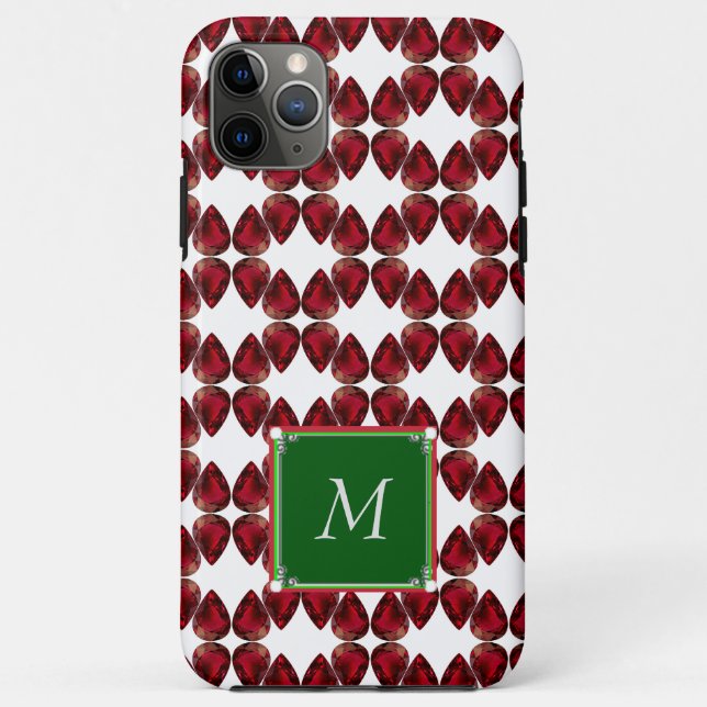 Coque iphone Rouge Ruby Gemstone Initial Monogramm (Dos)
