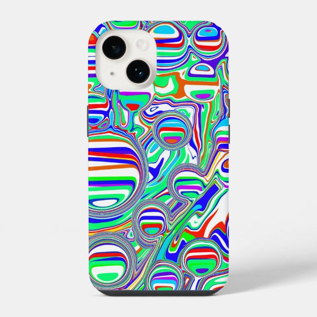 Coque iPhone Rouge, Vert, Bleu, Lignes Abstraites (Verso)