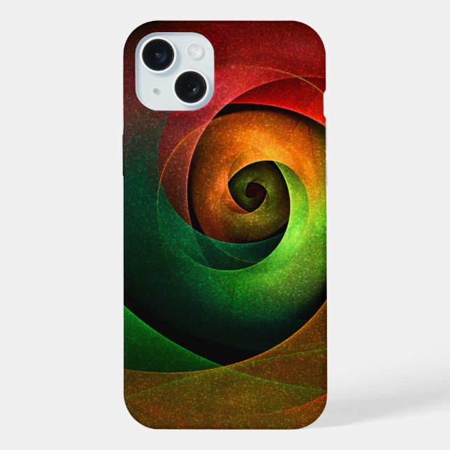 Coque iPhone Rouge Vert Floral Moderne Art Abstrait Motif #21 (Verso)