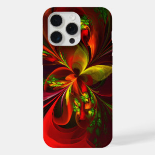 Coque iPhone 15 Pro Max Rouge vert moderne Floral Abstrait Art Motif #05