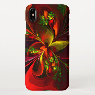 Coque iPhone XS Max Rouge vert moderne Floral Abstrait Art Motif #05