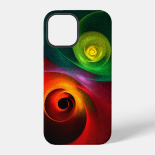 Coque iPhone 12 Rouge Vert Yin Yang Moderne Motif d'Art Abstrait #