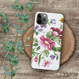 Coque iPhone 11Pro Max Rouge violet violet violet vert Motif d'art floral