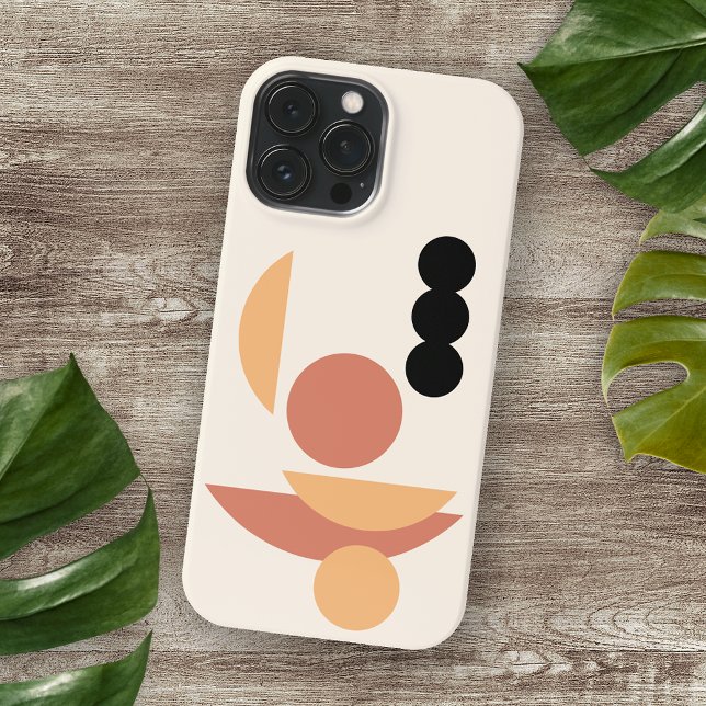 Coque iPhone Rouille contemporaine Rouge Soleil Noir Cercles Lu (Créateur téléchargé)