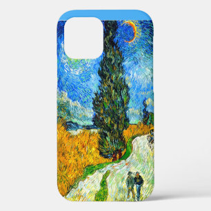 Coque iPhone 12 Route avec cyprès et étoile de Van Gogh