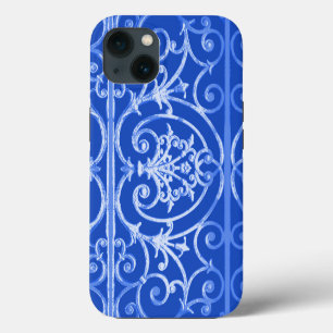 Etui iPhone 13 Royal bleu scrollwork motif Coque-Mate iPhone cas