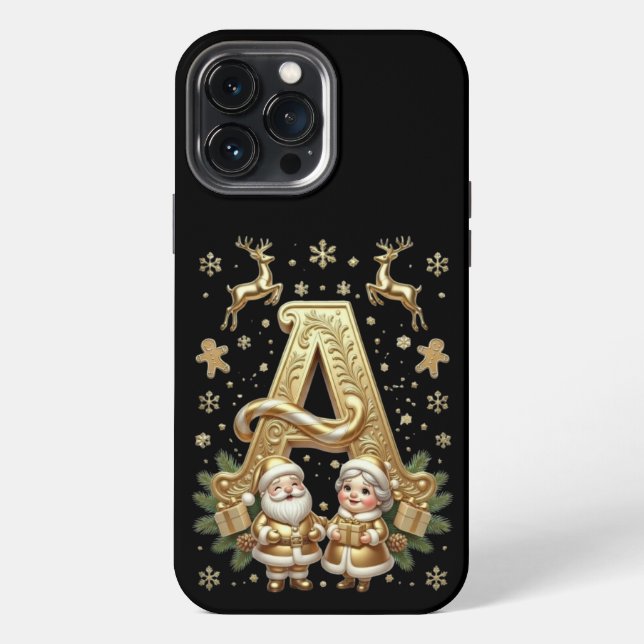 Coque iPhone Royal Gold Letter A Luxury Black iPhone 13 Pro Max (Verso)