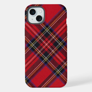 Coque iPhone 15 Plus Royal Stewart tartan rouge noir plaid