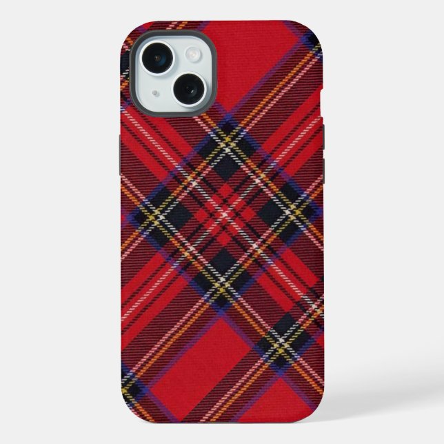 Coque iPhone Royal Stewart tartan rouge noir plaid (Verso)