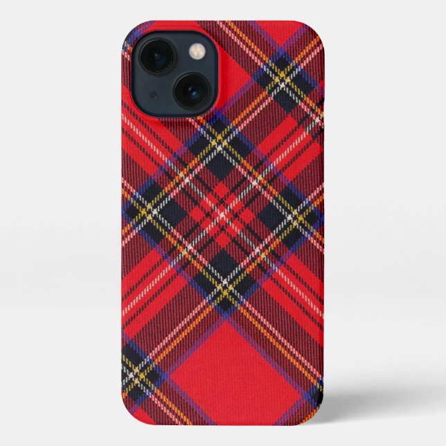 Coque iPhone Royal Stewart tartan rouge noir plaid (Verso)