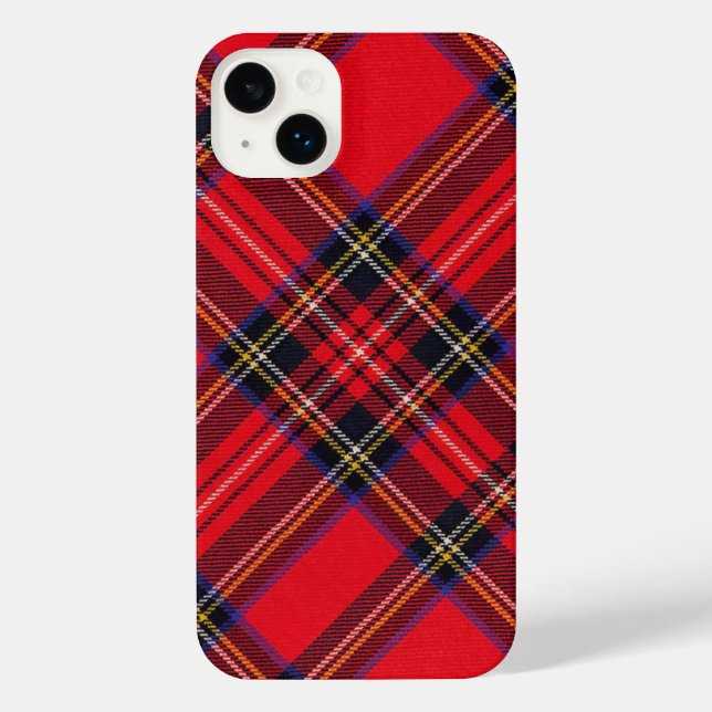 Coque iPhone Royal Stewart tartan rouge noir plaid (Verso)
