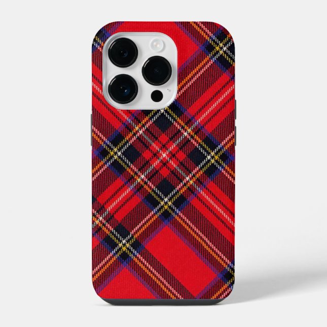 Coque iPhone Royal Stewart tartan rouge noir plaid (Verso)