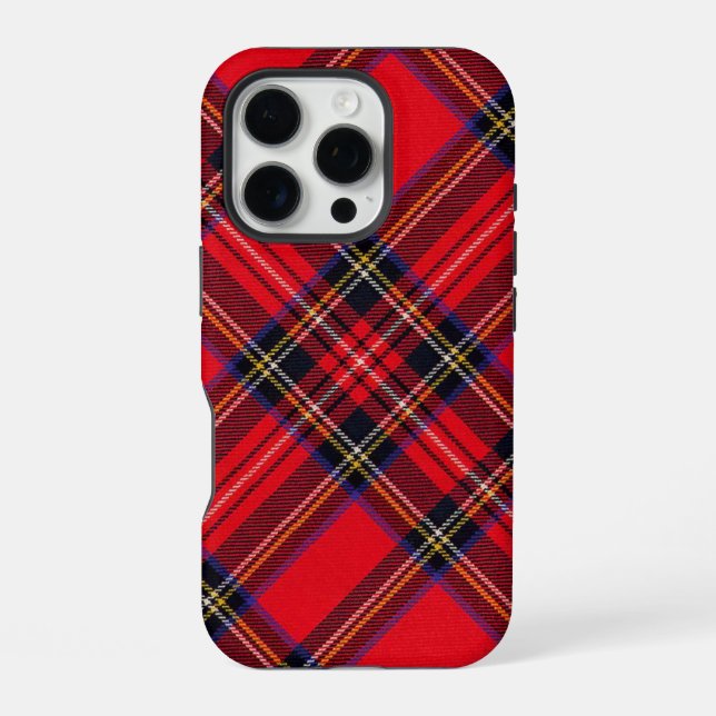 Coque iPhone Royal Stewart tartan rouge noir plaid (Verso)