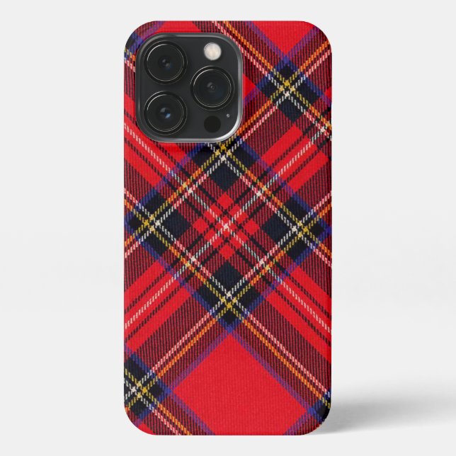 Coque iPhone Royal Stewart tartan rouge noir plaid (Verso)
