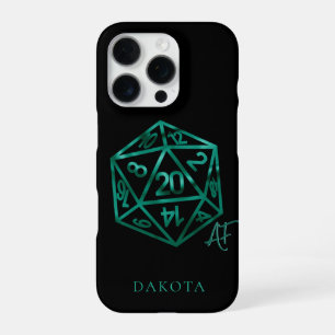 Coque iPhone 16 Pro RPG Crit AF Émeraude Imaginaire Table Gamer Dice