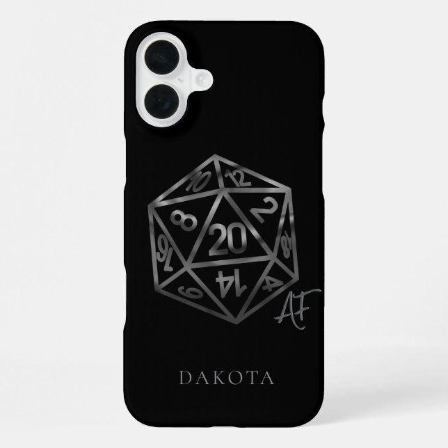 Coque iPhone RPG Crit AF | Silver Fantasy Tabletop Gamer Dice (Verso)